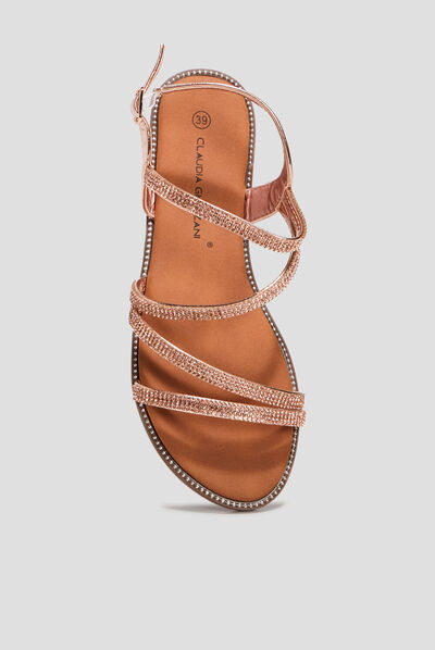 Sandales à strass rose champagne femme