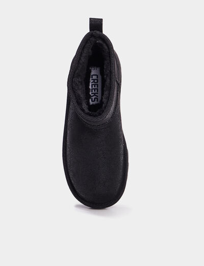 Bottines fourr&eacute;es plates noir fille