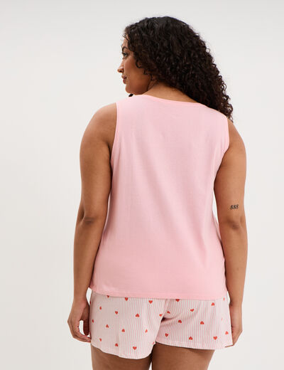 D&eacute;bardeur col rond coton rose femme grande taille