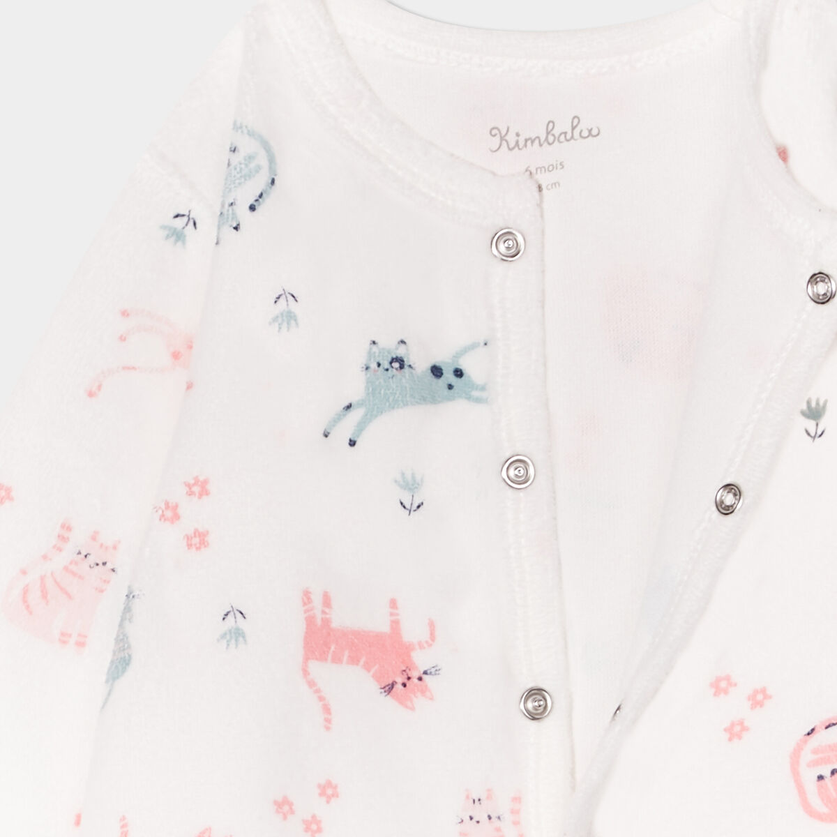 Pyjama dors-bien effet velours ecru bébé fille