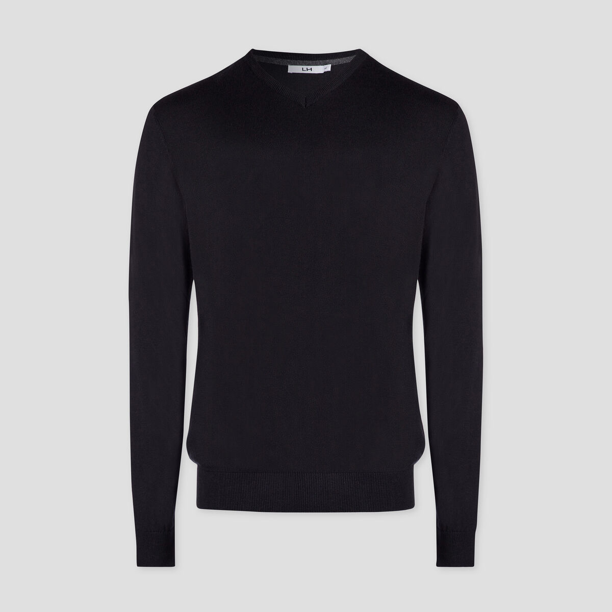 Pull jersey avec col en V noir homme