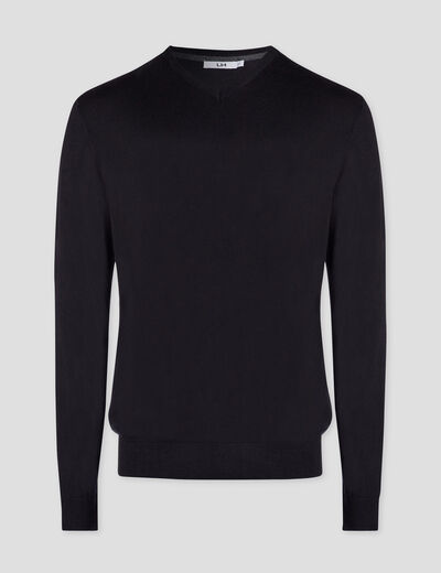 Pull jersey avec col en V noir homme