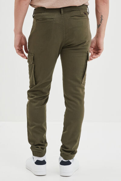 Pantalon cargo à coulisse vert kaki homme
