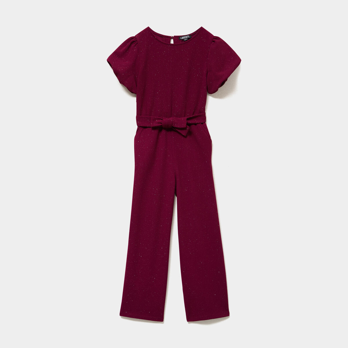Combinaison pantalon &agrave; paillettes bordeaux fille