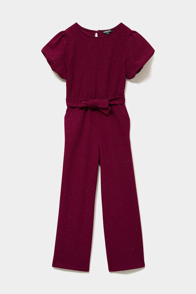 Combinaison pantalon &agrave; paillettes bordeaux fille