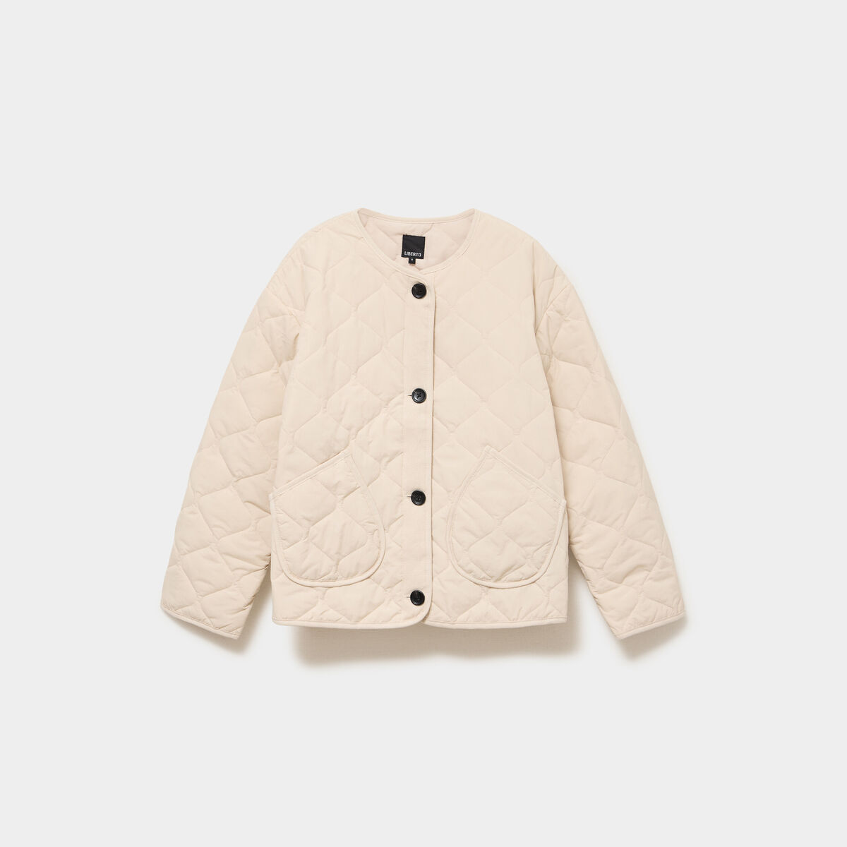 Veste matelass&eacute;e boutonn&eacute;e col rond sable femme