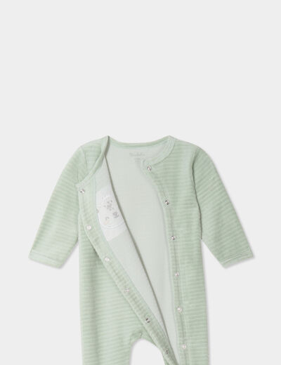 Dors-bien effet velours manches longues vert pastel bébé garçon