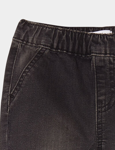 Jeans jogger bas élastiqué coton denim noir bébé garçon