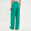 Pantalon large lin m&eacute;lang&eacute; vert canard femme