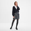 Gilet col en V boutonné manches longues bleu foncé femme