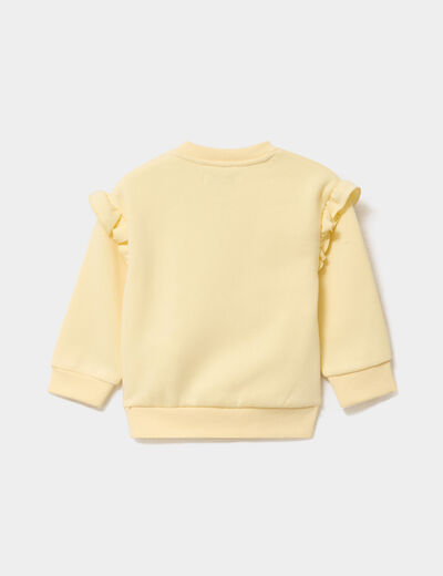 Sweat &eacute;paules &agrave; volants jaune clair b&eacute;b&eacute; fille