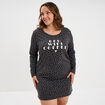 Chemise de nuit manches longues gris fonc&eacute; femme grande taille