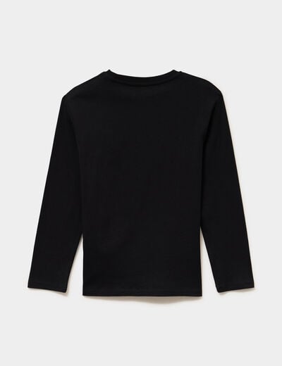 T-shirt manches longues coton noir gar&ccedil;on