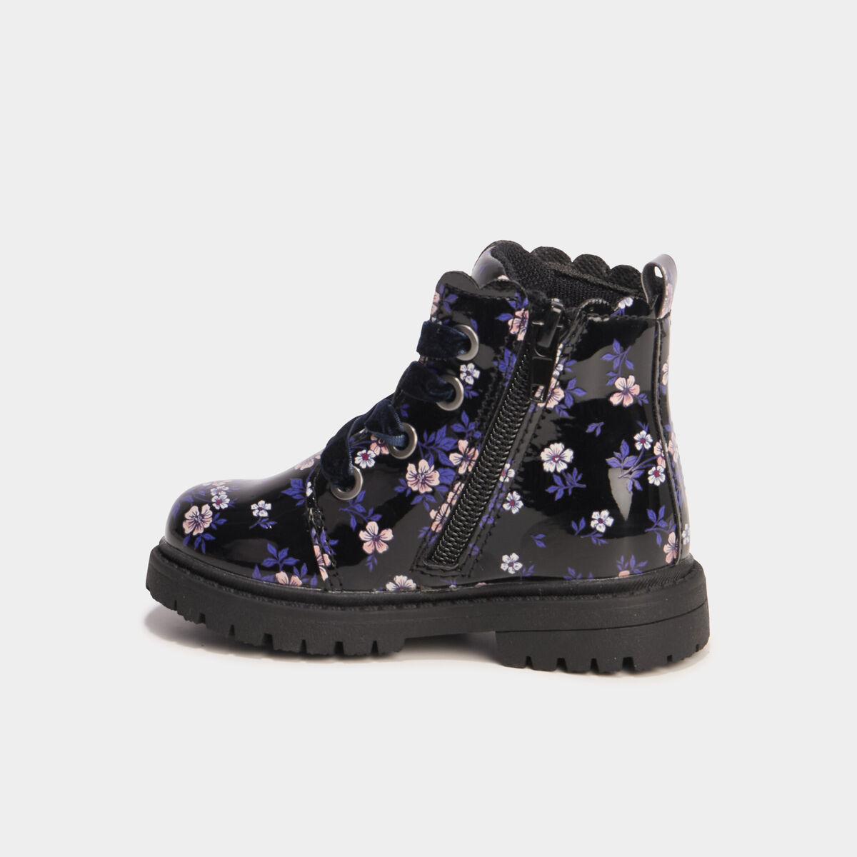 Boots crant&eacute;es &agrave; lacets noir b&eacute;b&eacute; fille