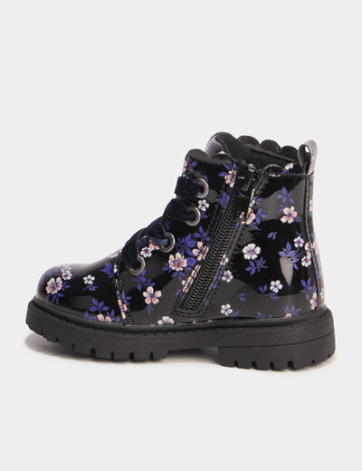 Boots crant&eacute;es &agrave; lacets noir b&eacute;b&eacute; fille