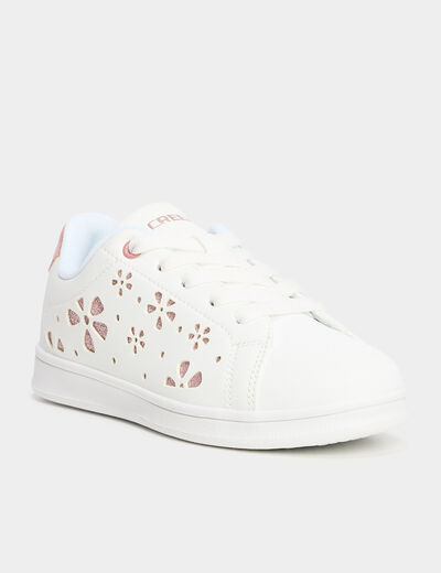 Tennis basses à lacets blanc fille