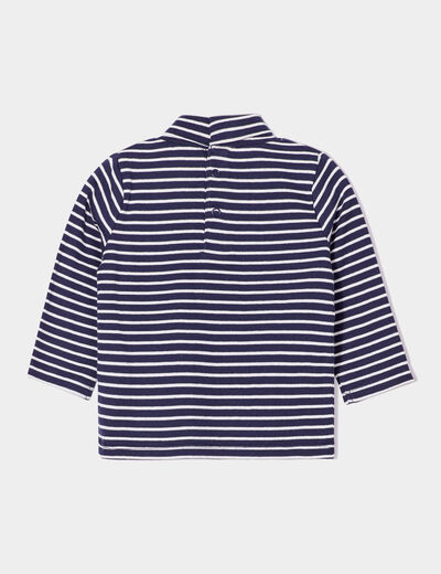 Sous-pull col roulé boutonné coton bleu marine bébé garçon
