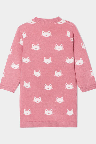 Robe pull épaule boutonnée Kimbaloo vieux rose bébé fille