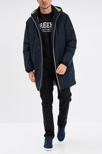 Parka d&eacute;perlante doubl&eacute;e &agrave; capuche bleu fonc&eacute; homme