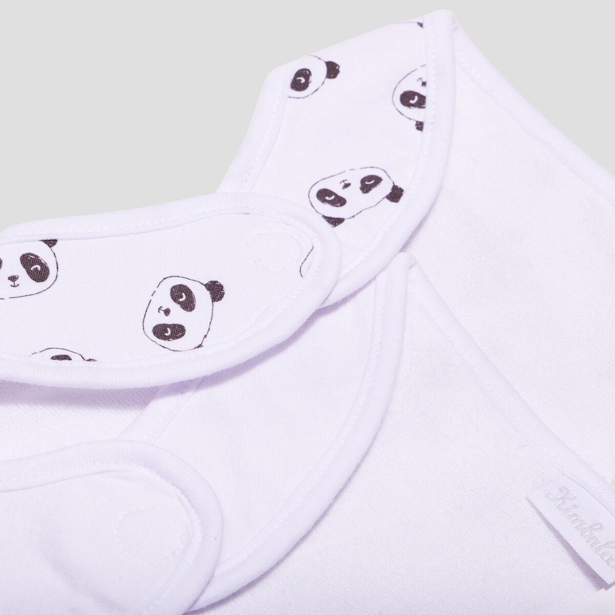 Lot 2 bavoirs coton panda blanc bébé