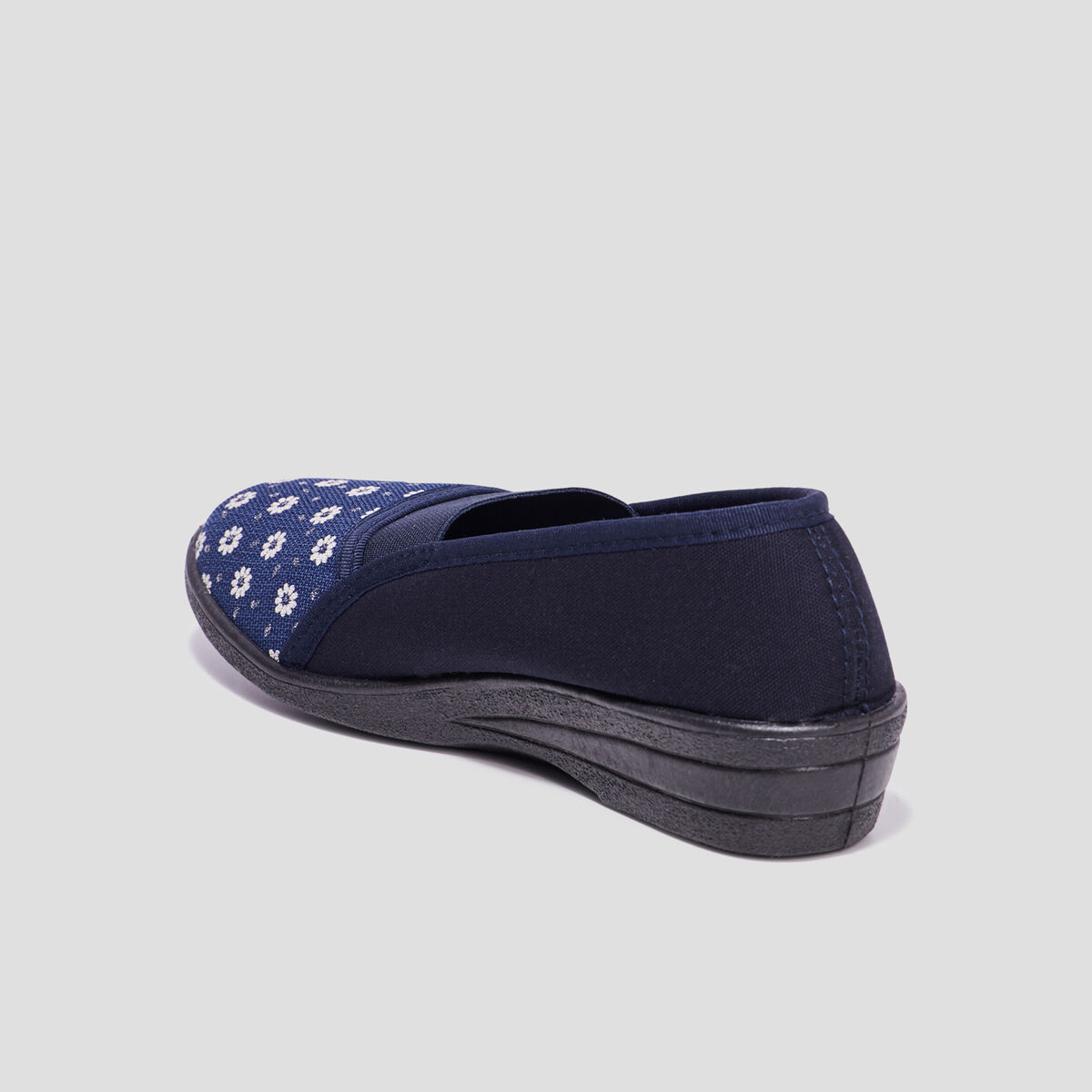 Chaussons emboîtants compensés bleu femme