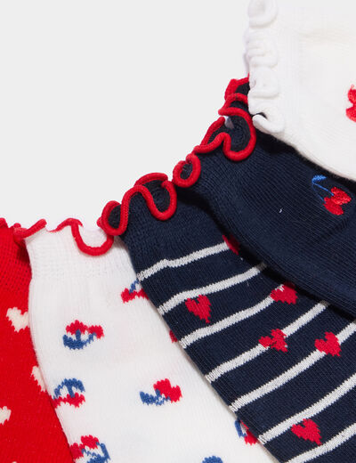 Lot 5 paires chaussettes rouge fille