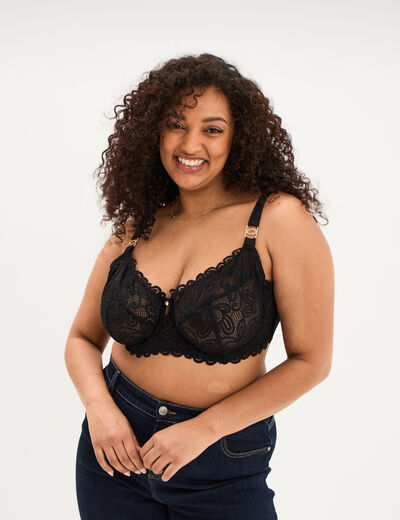 Soutien-gorge embo&icirc;tant dentelle noir femme grande taille