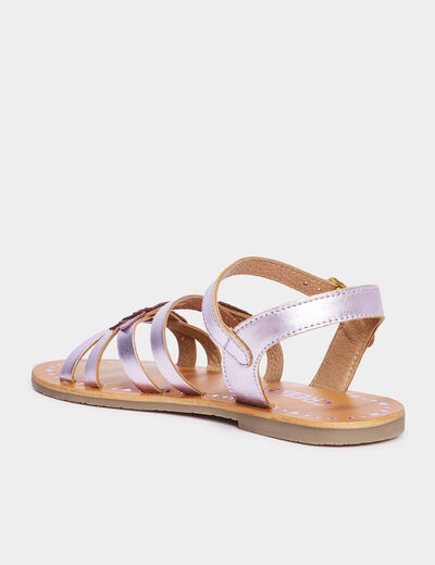 Sandales en cuir avec bride d'attache parme fille