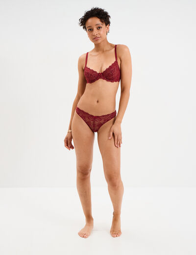 Soutien-gorge emboîtant dentelle rouge foncé femme