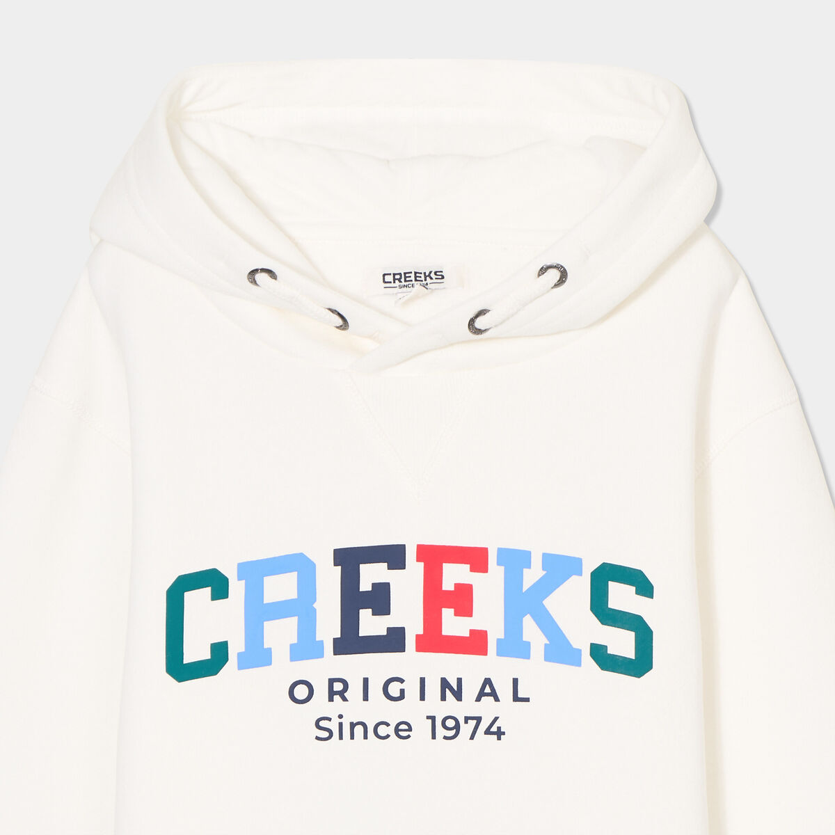 Sweat &agrave; capuche hoodie 1 poche Creeks blanc gar&ccedil;on