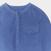 Chemise manches longues lin mélangé bleu marine garçon