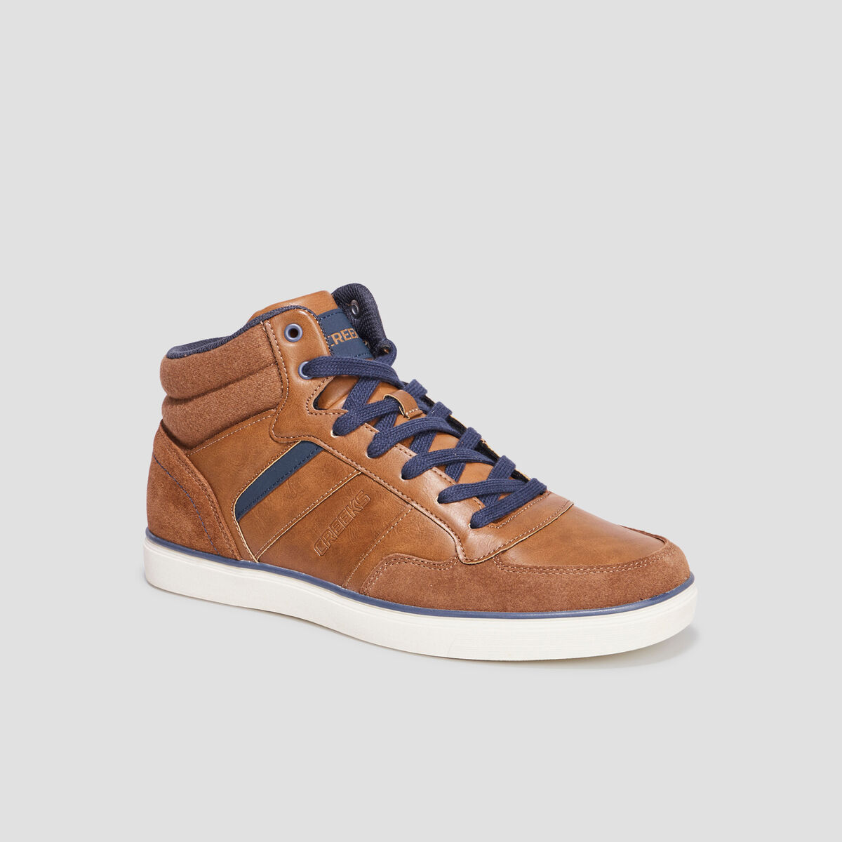 Baskets montantes &agrave; lacets marron homme