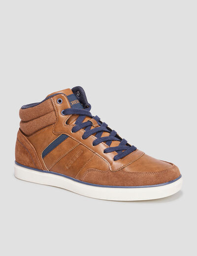 Baskets montantes à lacets marron homme