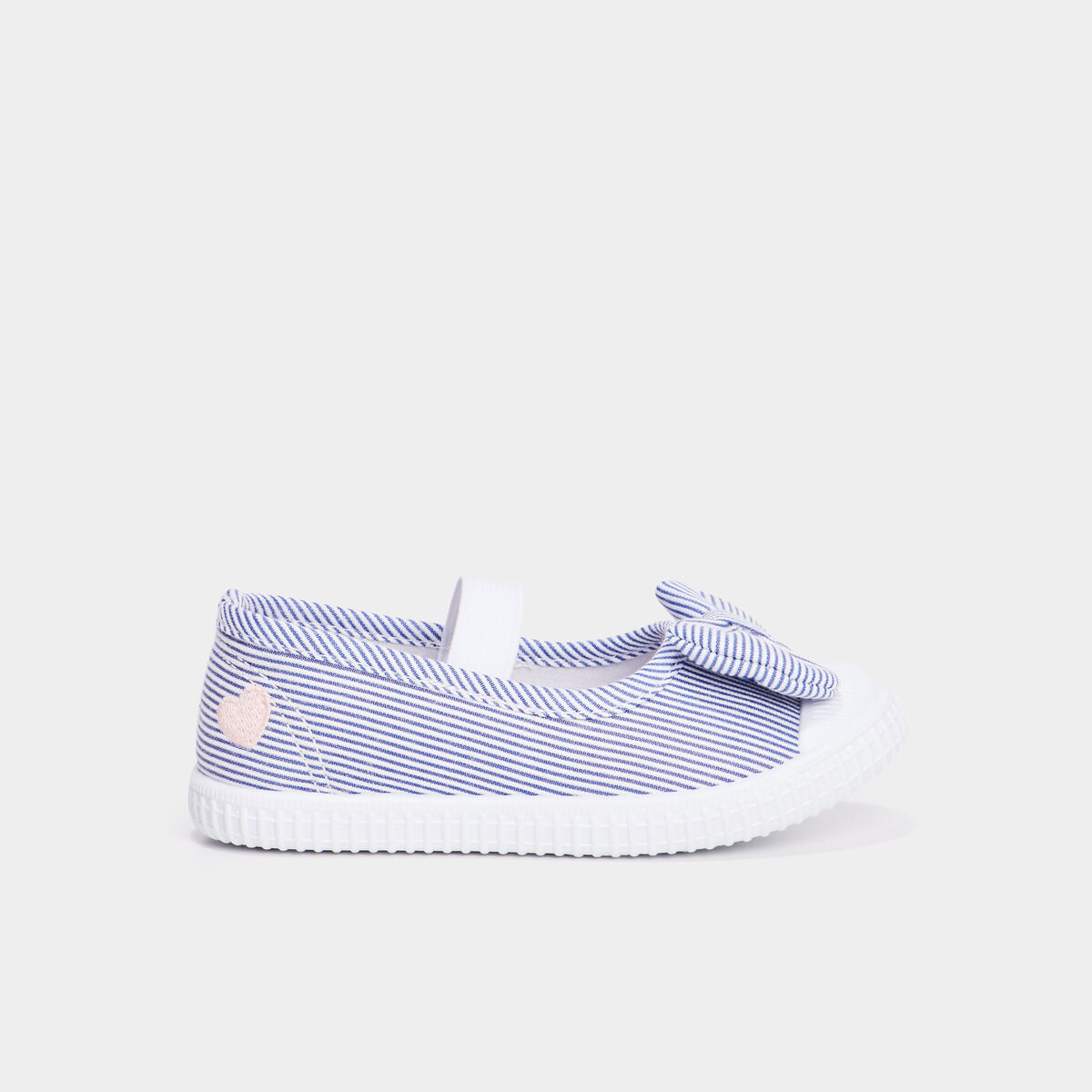 Babies en toile &agrave; noeuds bout renforc&eacute; bleu ciel fille
