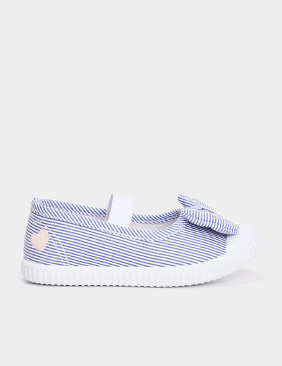 Babies en toile &agrave; noeuds bout renforc&eacute; bleu ciel fille