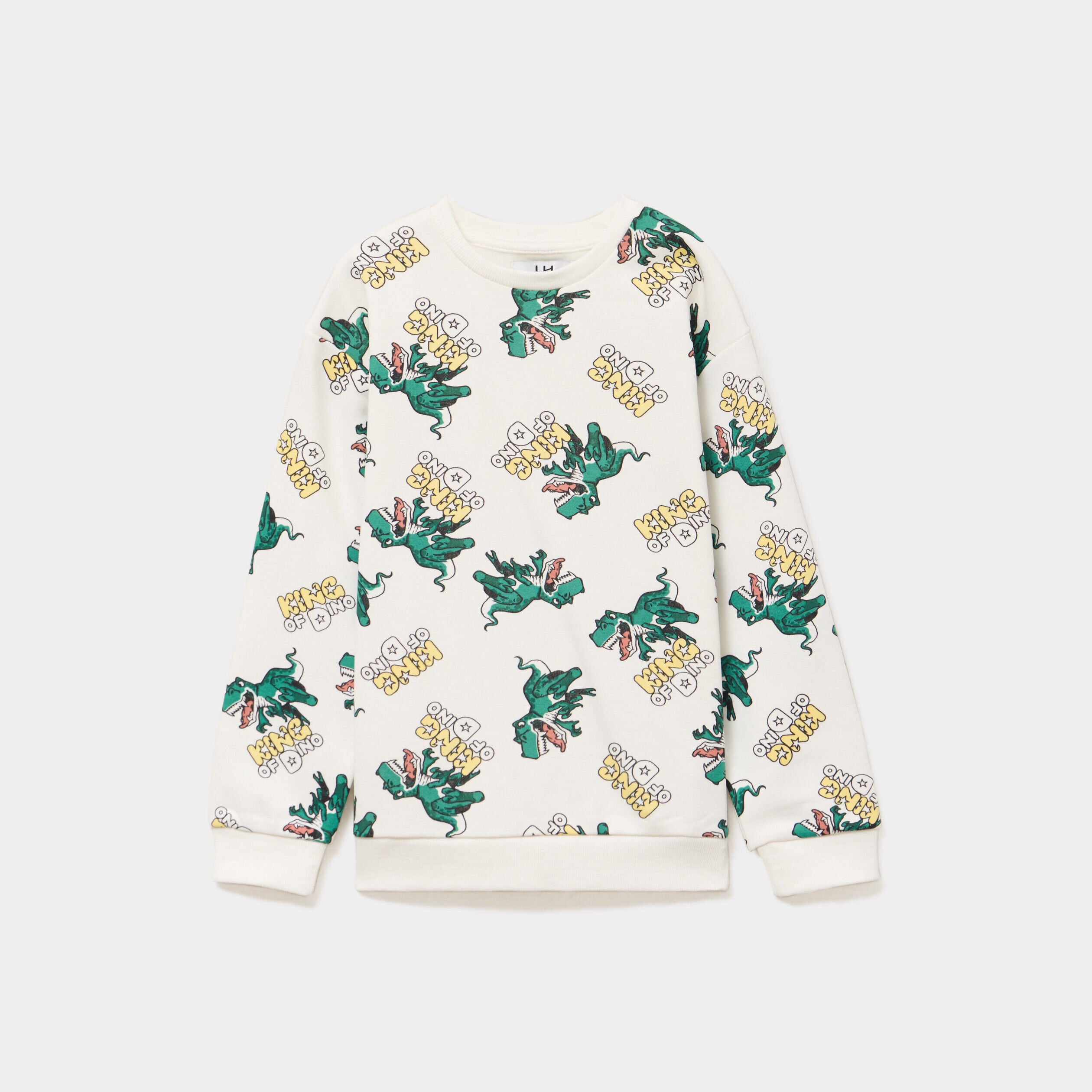 Sweat col rond manches longues blanc garçon LH