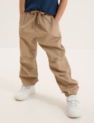 Pantalon battle taille élastiquée coton marron garçon