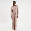 Ensemble pyjama t-shirt et pantalon marron clair femme