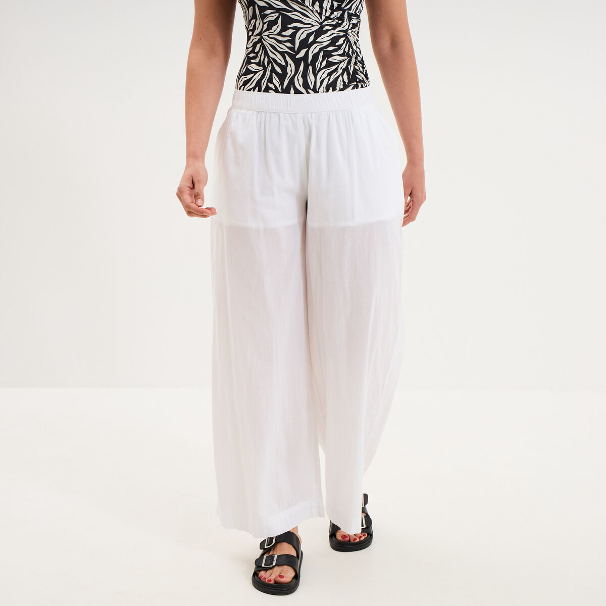 Pantalon de plage voile de coton blanc femme