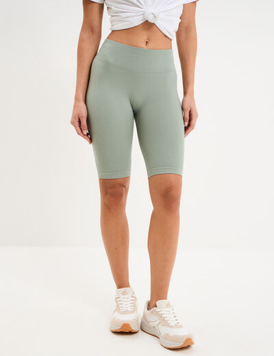 Short cycliste de sport c&ocirc;tel&eacute; stretch vert pastel femme