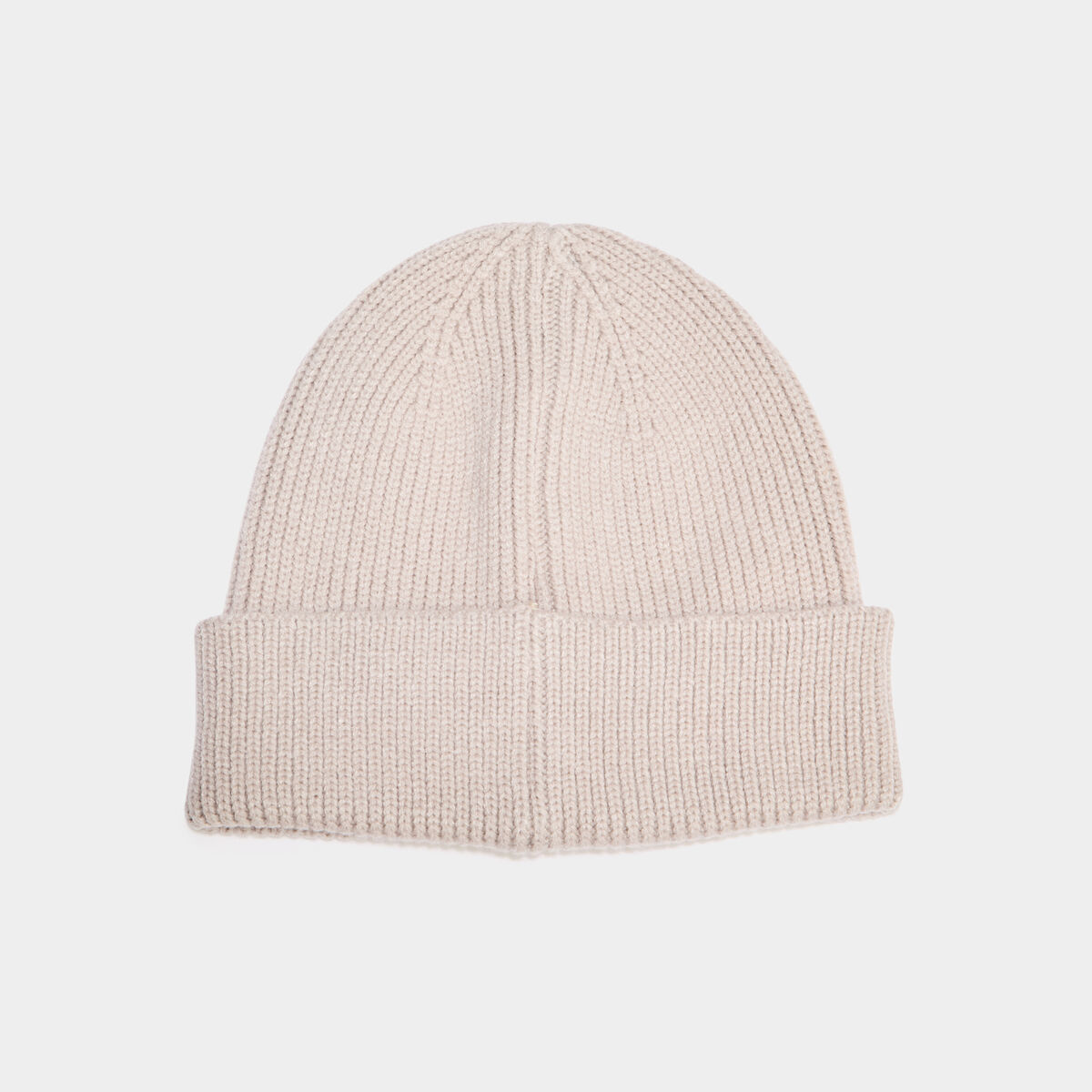 Bonnet tricot&eacute; avec bord &agrave; revers sable femme