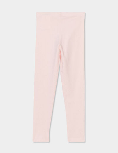 Legging long élastiqué coton rose clair fille