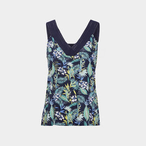 Débardeur col en V bleu marine femme