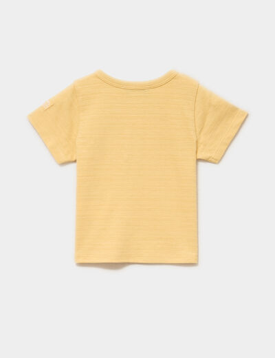 T-shirt col tunisien manches courtes jaune b&eacute;b&eacute; gar&ccedil;on