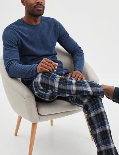 Ensemble pyjama manches longues 2 pièces bleu marine homme
