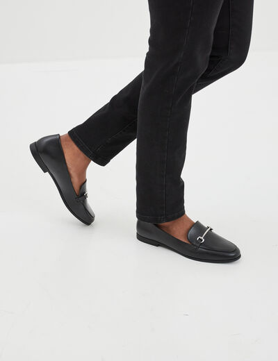 Mocassins plats avec boucles noir femme