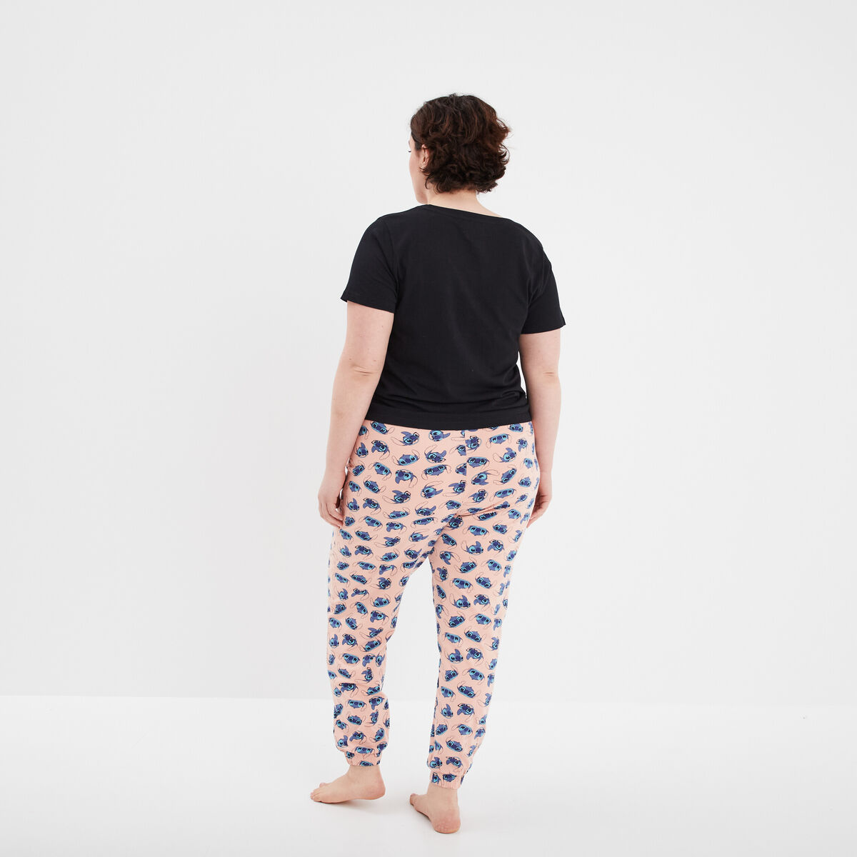 Ensemble pyjama pantalon 2 pièces Stitch noir femme grande taille
