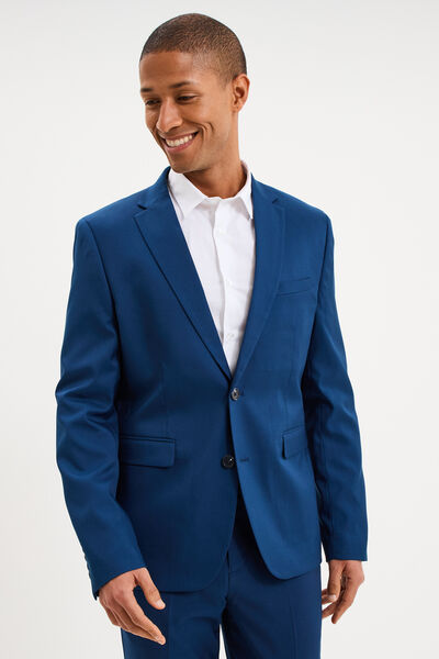 Veste blazer costume manches longues bleu electrique homme