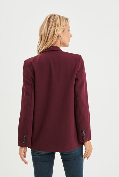 Veste blazer double boutonnage Liberto prune femme