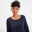 T-shirt détails dentelle Creeks bleu marine femme
